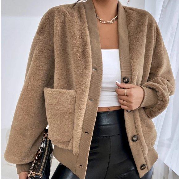 Drop Shoulder Pocket Fleece Jacket - Picture 4 of 5